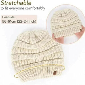 FURTALK Winter Hat Tan Lined Cable Knit  Chunky Slouchy Beanies Skull Warm Cap